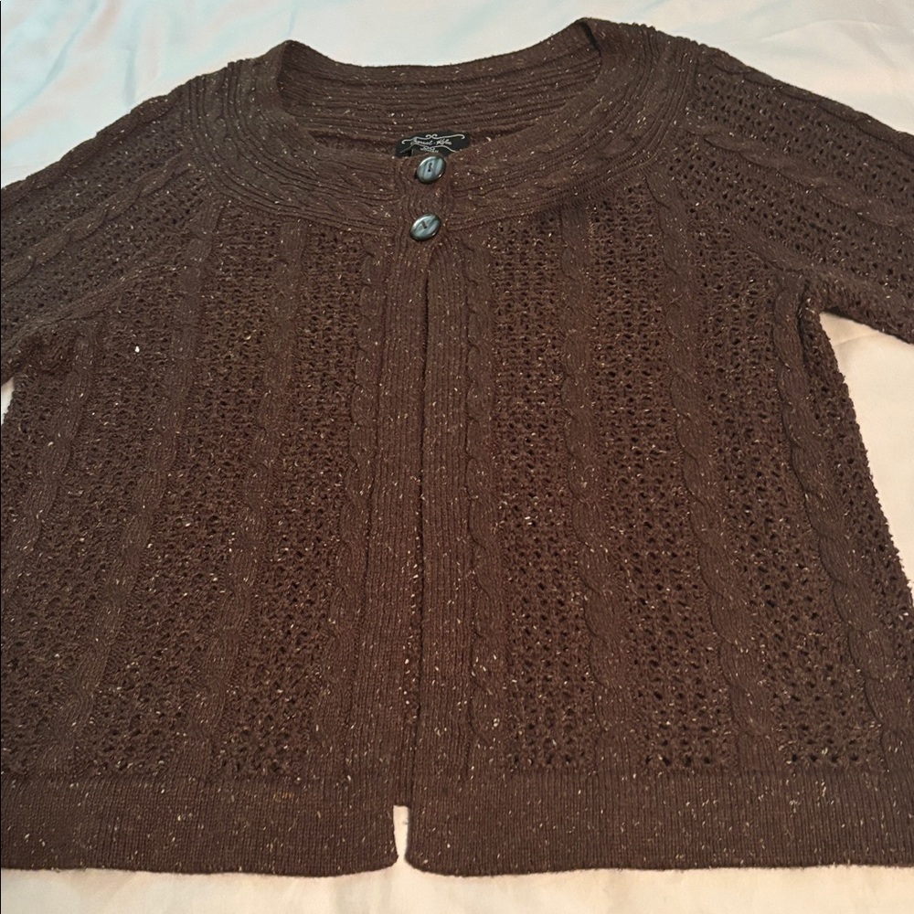 Brown Cable Knit Cardigan